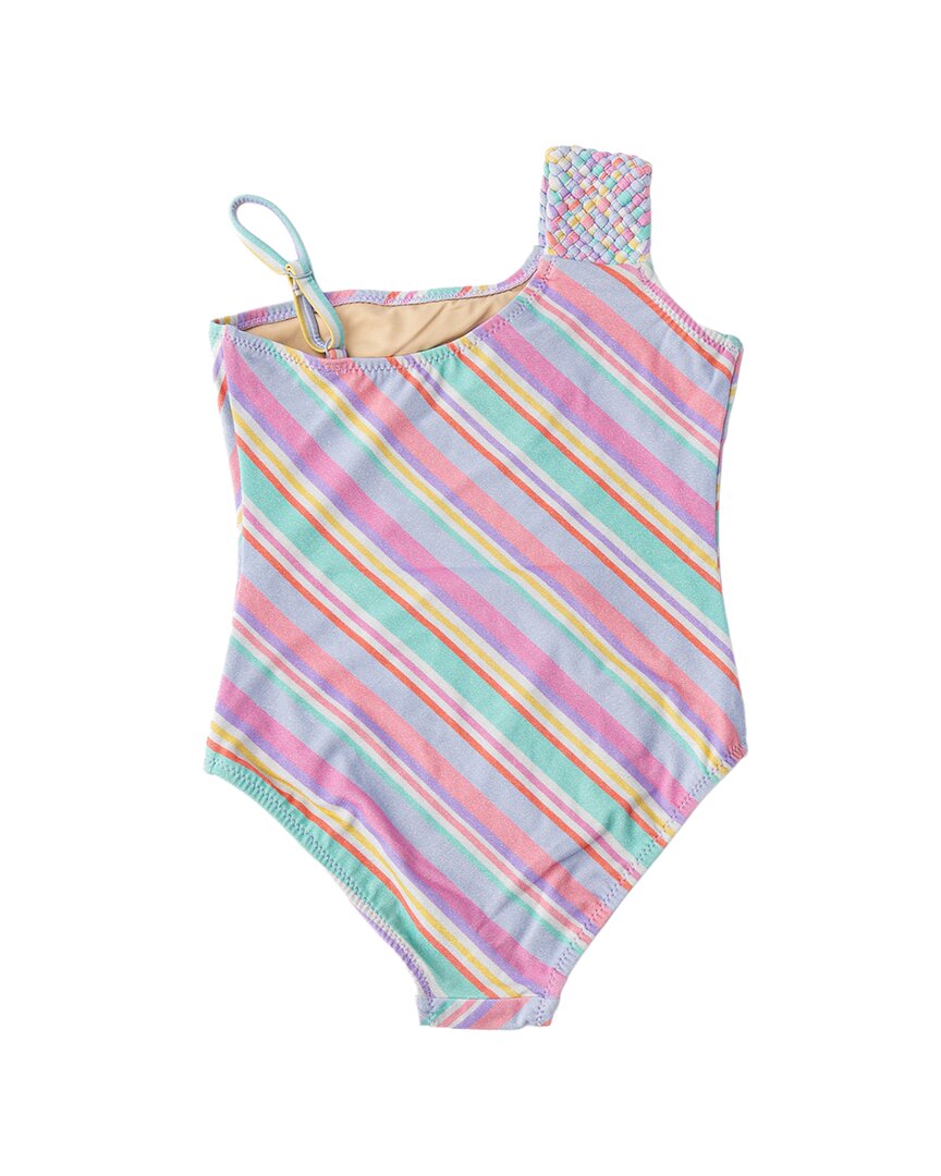 Shade Critters Diagonal Stripe Girls Shimmer One Piece Swimsuit