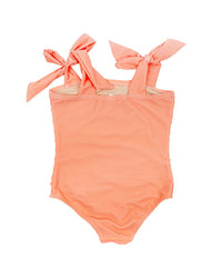 Shade Critters Neon Coral Girls Ruffle Front One Piece Swimsuit