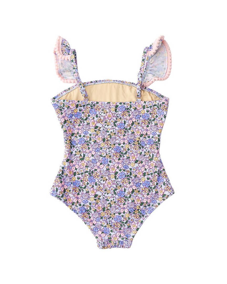 Shade Critters Blue Blossoms Girls Smocked One Piece Swimsuit