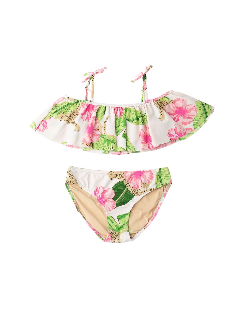 Shade Critters Botanical Leopard Girls Ruffle Swimsuit