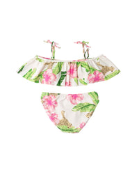 Shade Critters Botanical Leopard Girls Ruffle Swimsuit