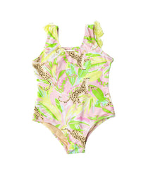 Shade Critters Palm Beach Leopard Girls Fringe Back Swimsuit