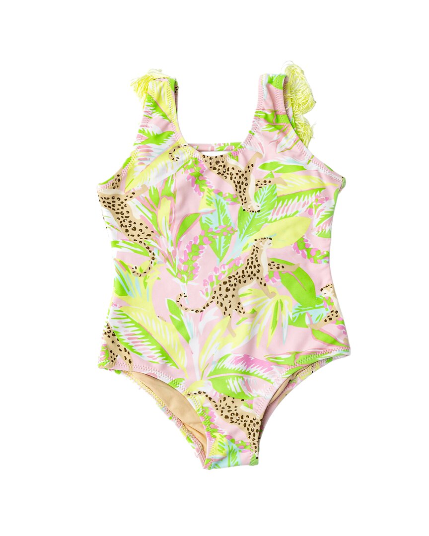 Shade Critters Palm Beach Leopard Girls Fringe Back Swimsuit