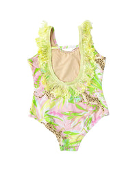 Shade Critters Palm Beach Leopard Girls Fringe Back Swimsuit