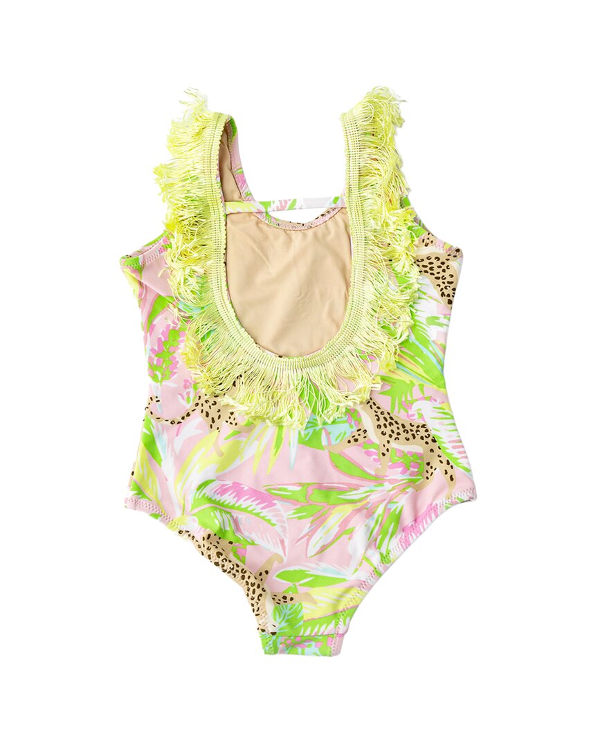 Shade Critters Palm Beach Leopard Girls Fringe Back Swimsuit