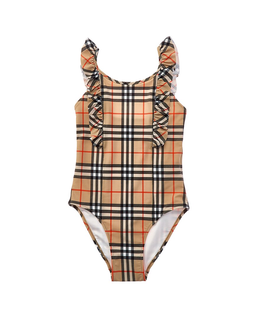 Burberry Burberry Ruffle Trim Check Swimsuit