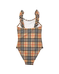Burberry Burberry Ruffle Trim Check Swimsuit