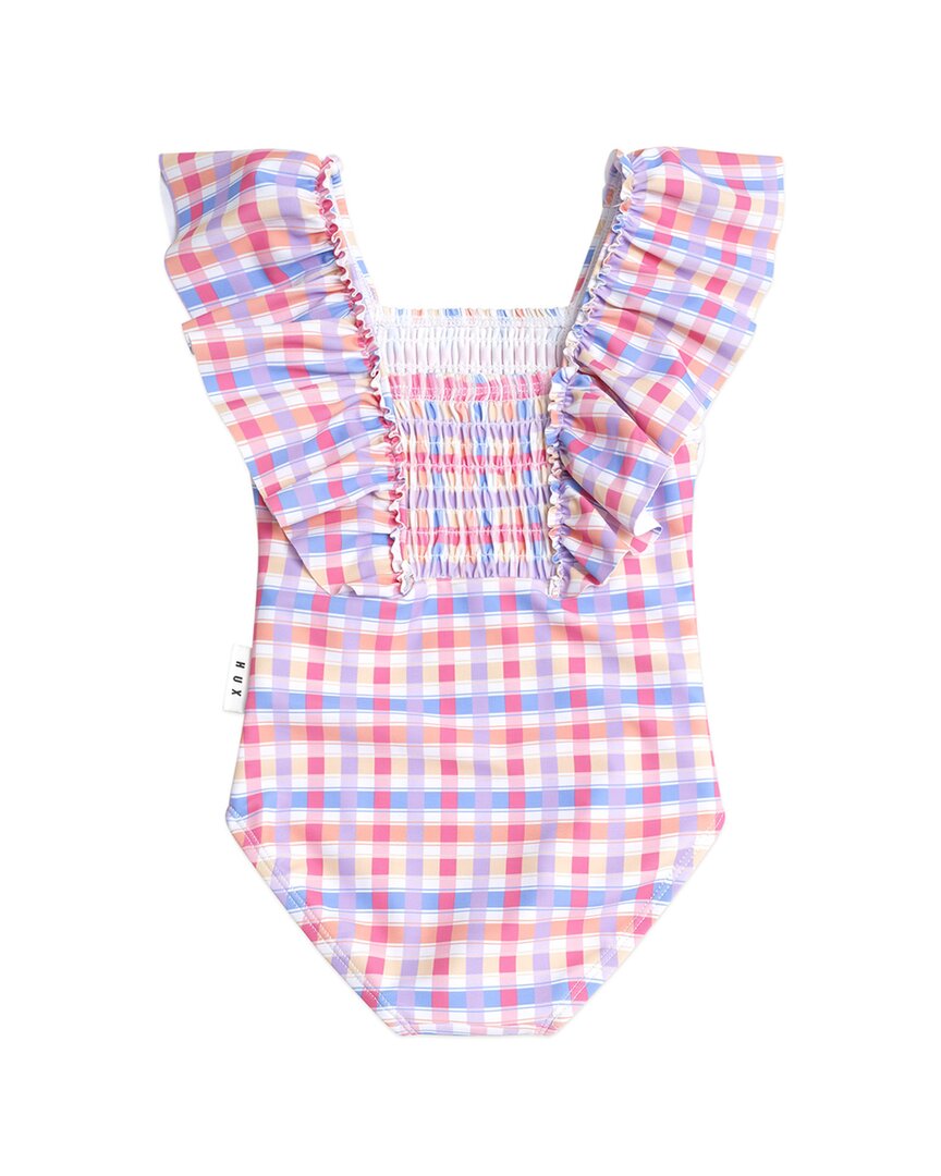 Huxbaby Huxbaby Shirred Frill One-Piece Rainbow Check