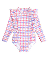 Huxbaby Huxbaby Scandi Frill One-Piece Rainbow Check