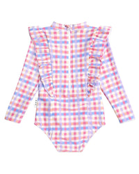 Huxbaby Huxbaby Scandi Frill One-Piece Rainbow Check