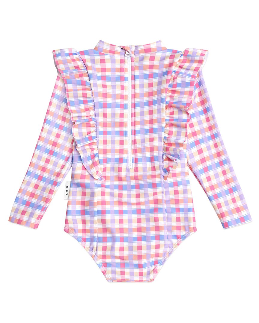Huxbaby Huxbaby Scandi Frill One-Piece Rainbow Check
