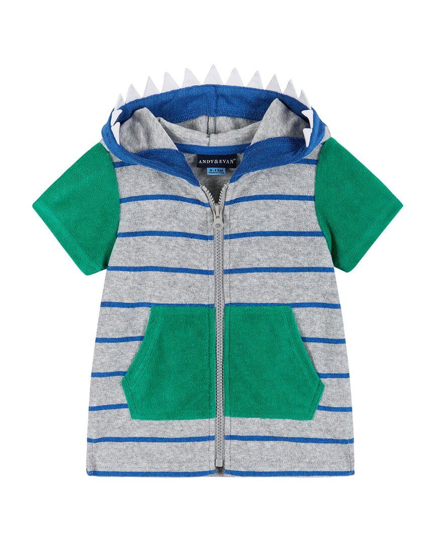 Andy & Evan Terry Zip-Up Hoodie Cover-Up 0 - 3 M Grey Multi