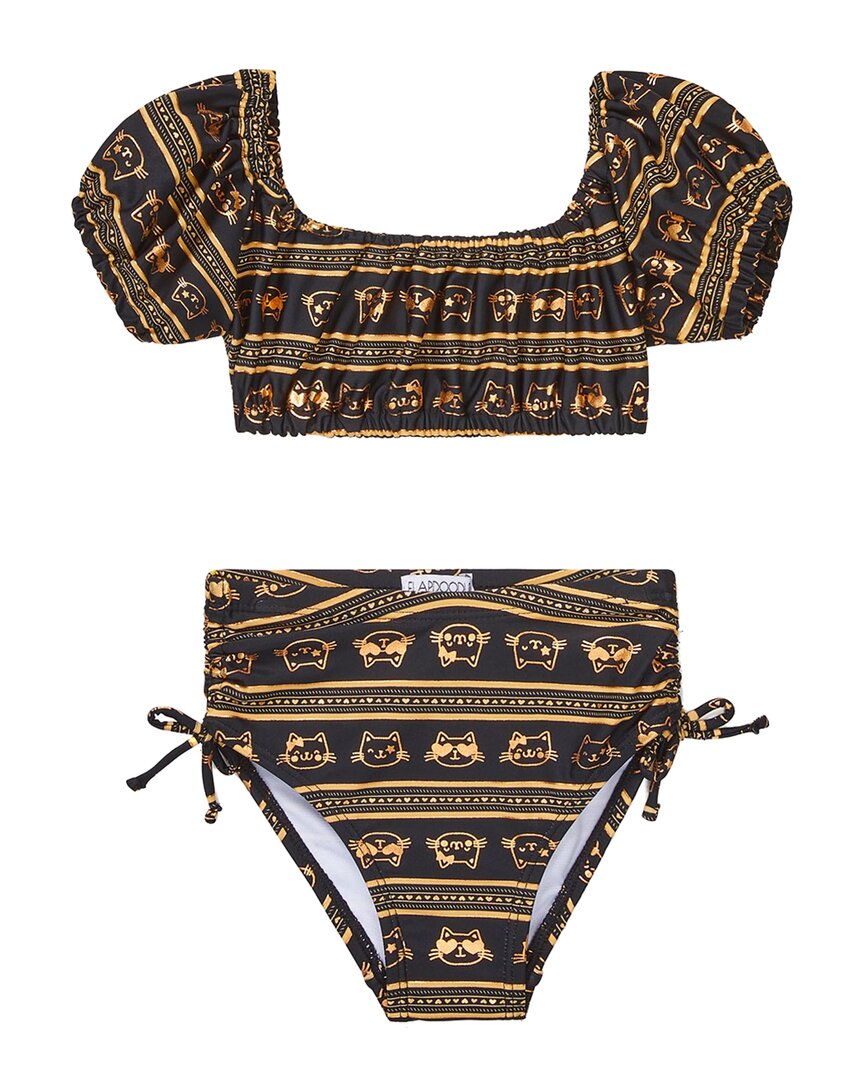 Flapdoodles Girls  Peasant Crop Top 2Pc Swimsuit, G6x
