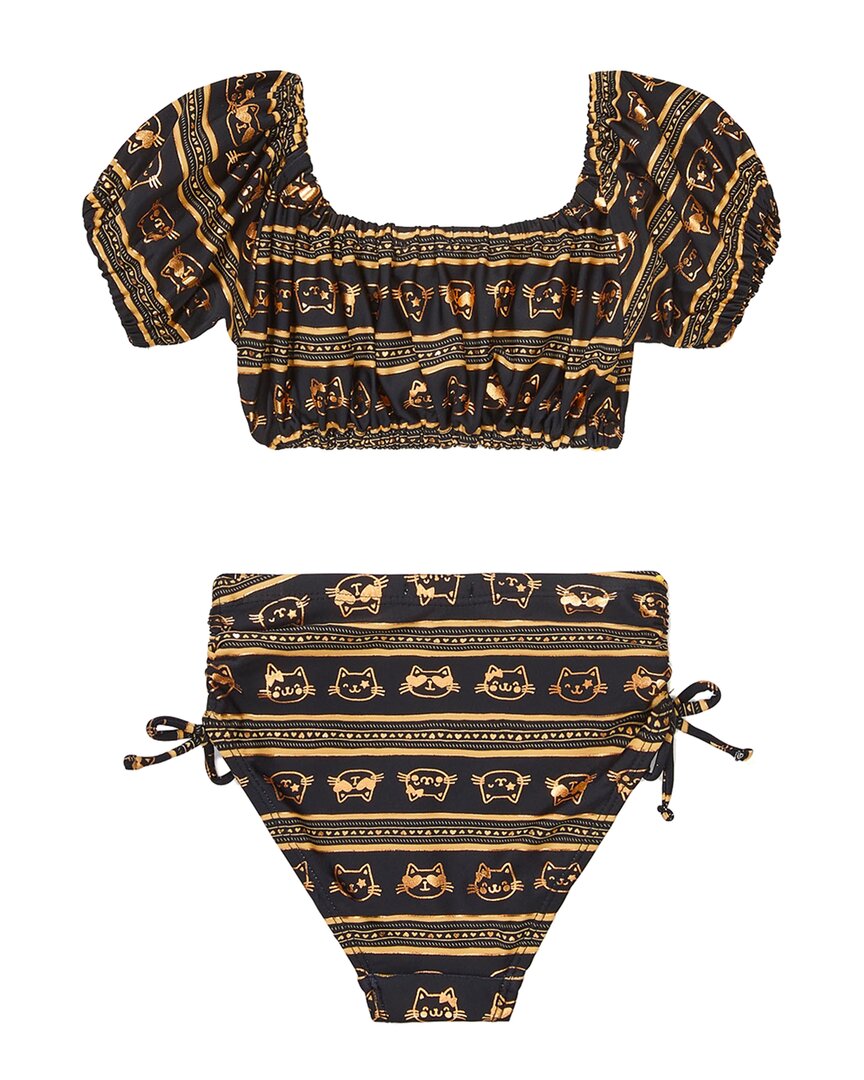 Flapdoodles Girls  Peasant Crop Top 2Pc Swimsuit, G6x