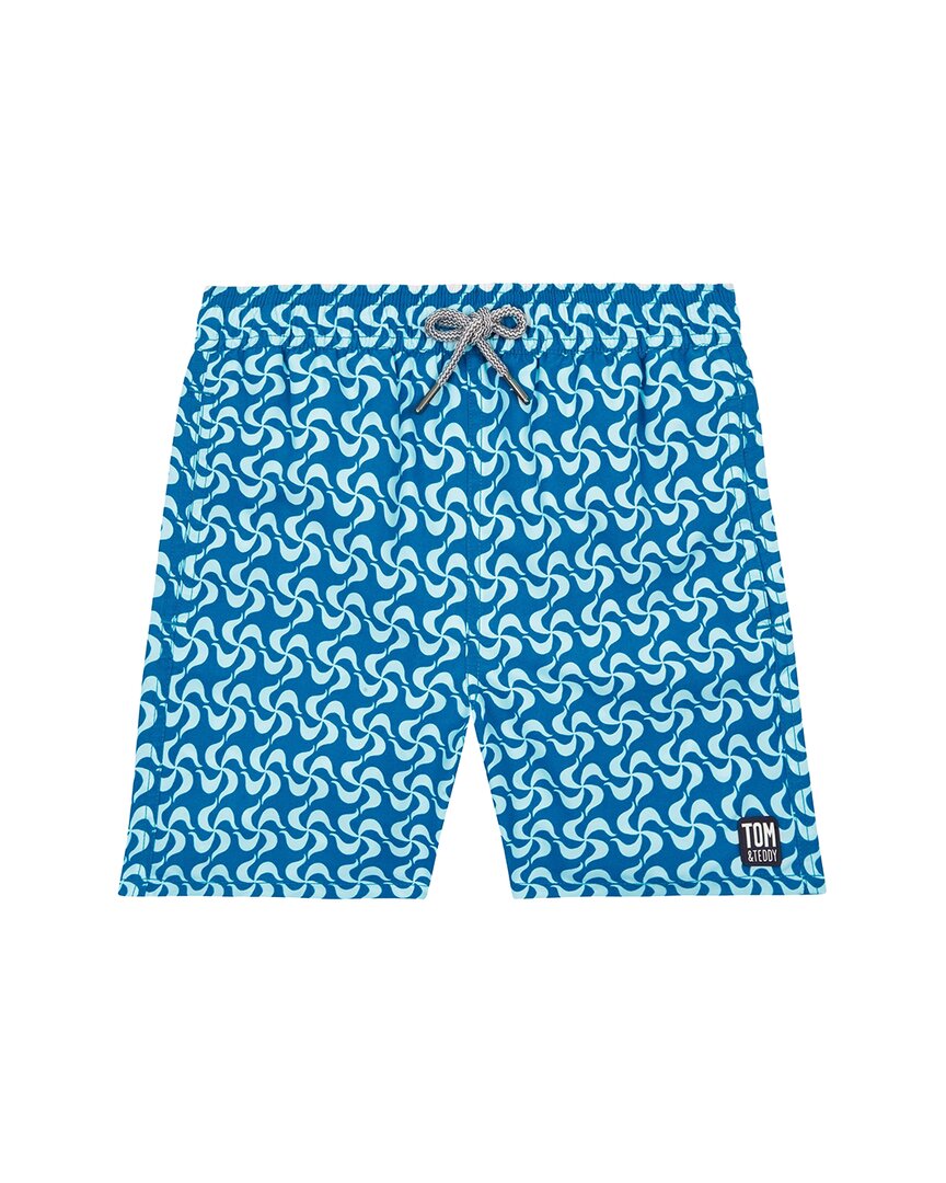 Tom & Teddy Mediterranean Tiles Swim Short 2T Blue