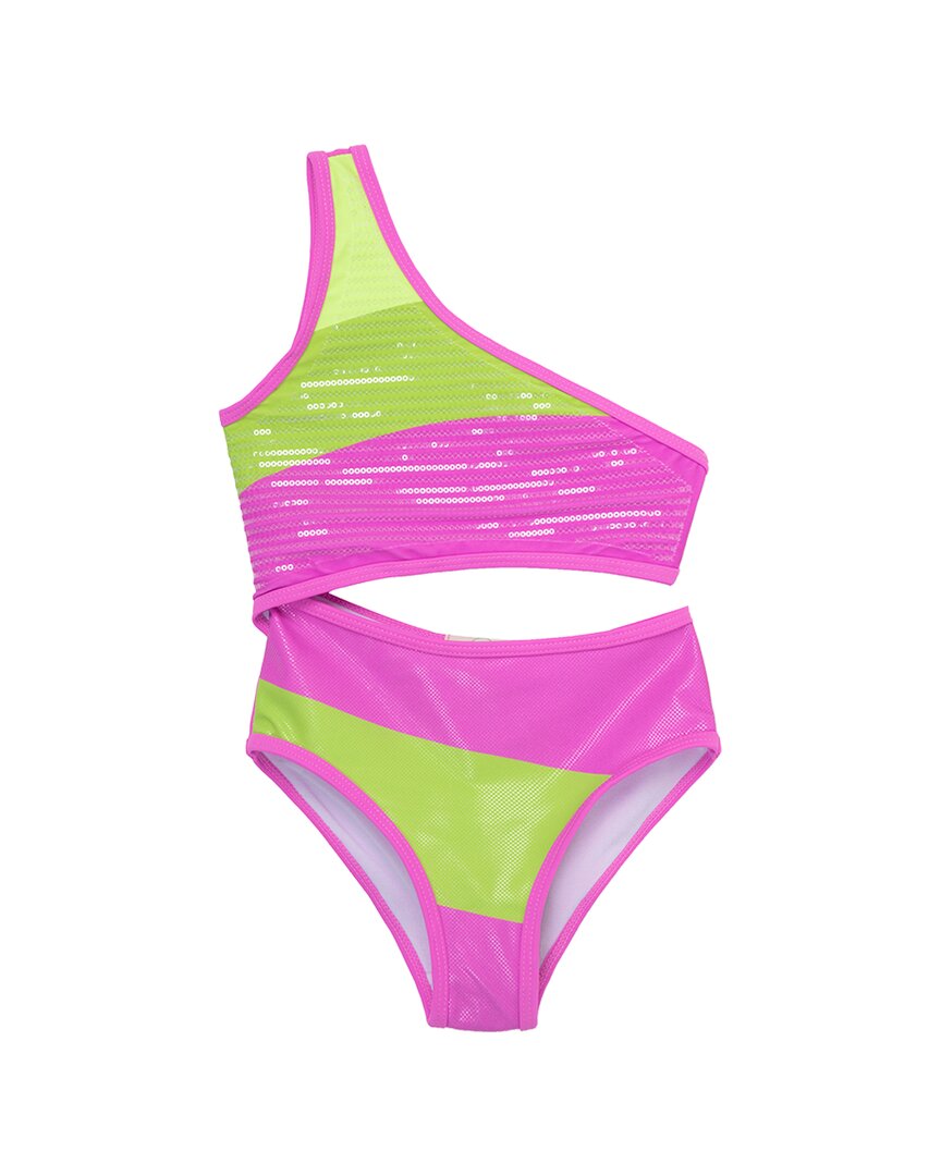 Peek Kids Rainbow Sequin One-Shoulder Swimsuit