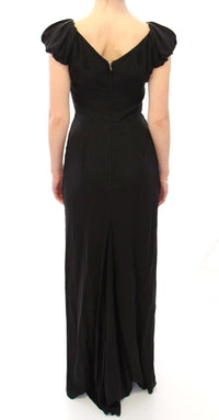 Dolce & Gabbana Black Silk Shortsleeve Gown Maxi IT Women's Dress