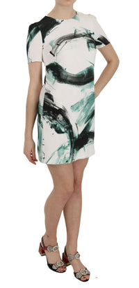 Dolce & Gabbana White Black Blue Shift Short Mini Women's Dress