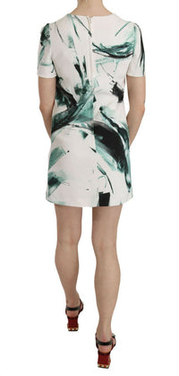 Dolce & Gabbana White Black Blue Shift Short Mini Women's Dress