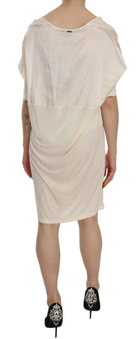 Costume National Cream Round Neck Knee Length Women's Dress