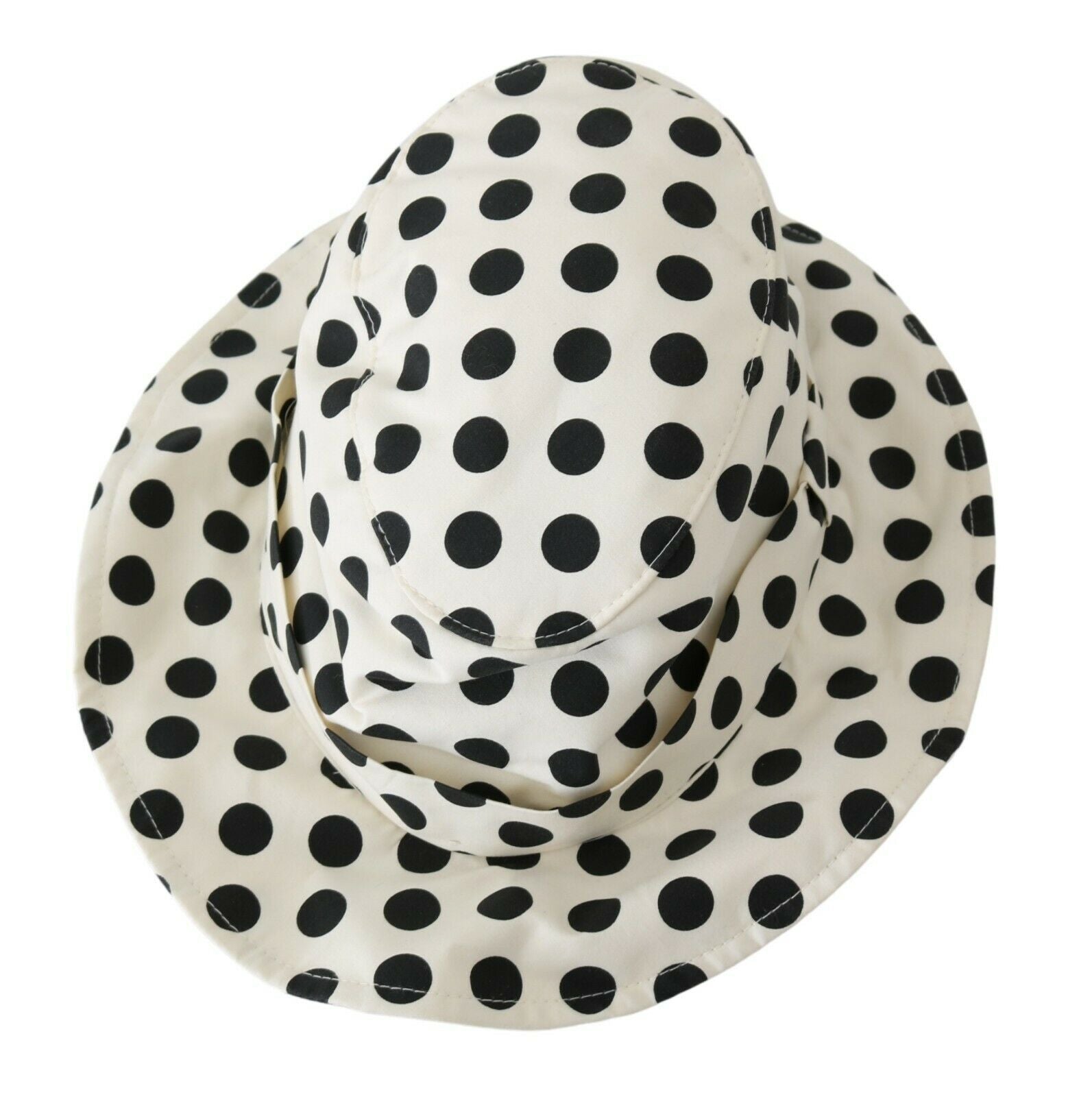 Dolce & Gabbana Dolce & Gabbana White 100% Cotton Polka Dot Design Trilby Women's Hat