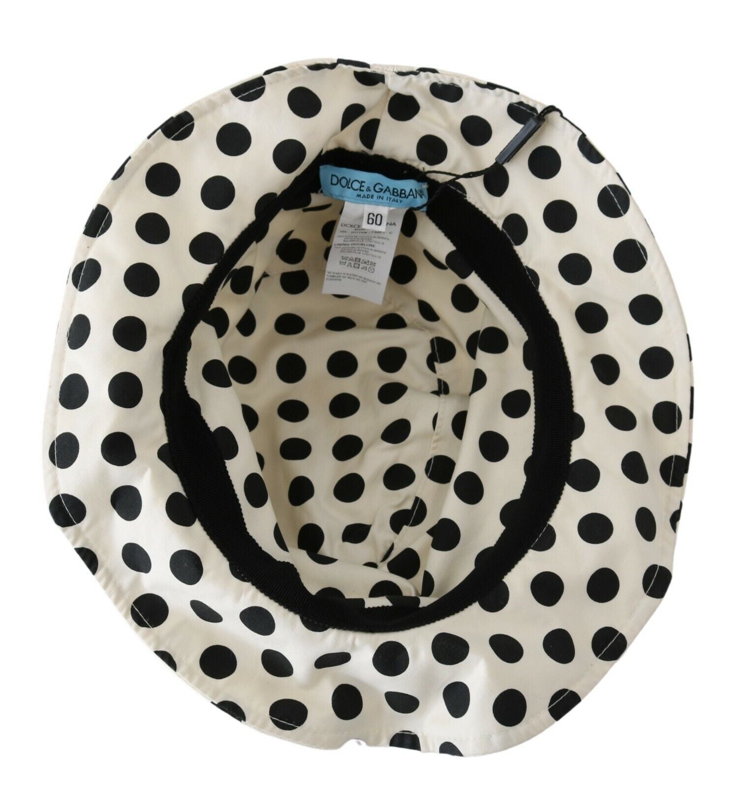 Dolce & Gabbana Dolce & Gabbana White 100% Cotton Polka Dot Design Trilby Women's Hat