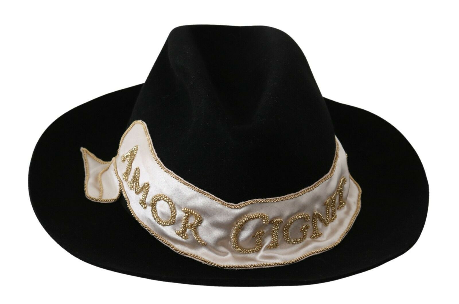 Dolce & Gabbana Elegant Black Lapin Wide Brim Panama Women's Hat