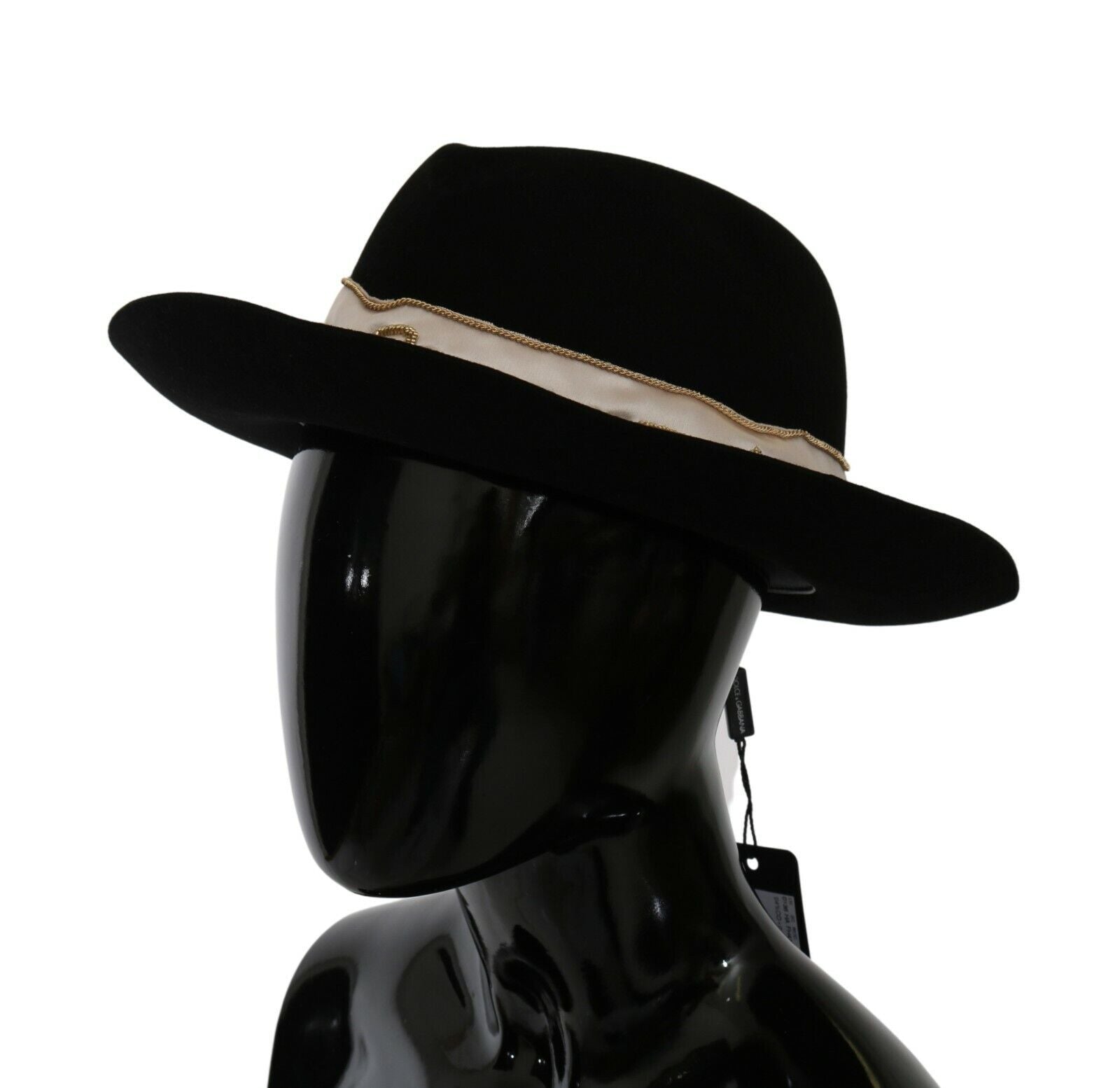 Dolce & Gabbana Elegant Black Lapin Wide Brim Panama Women's Hat