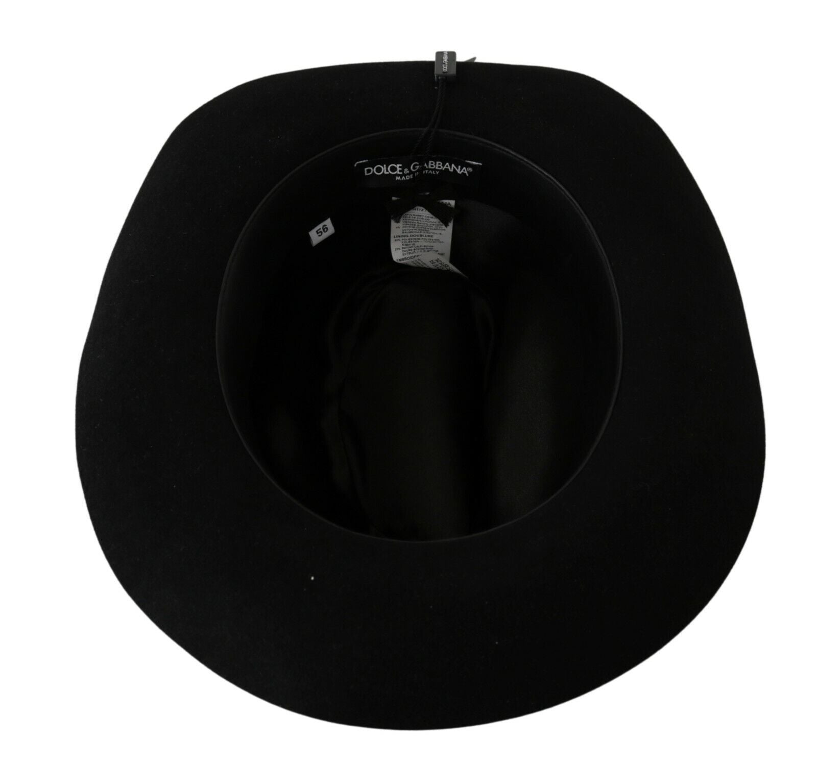 Dolce & Gabbana Elegant Black Lapin Wide Brim Panama Women's Hat