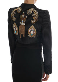 Dolce & Gabbana Dolce & Gabbana Black Crystal Fairy Tale Blazer Women's Jacket