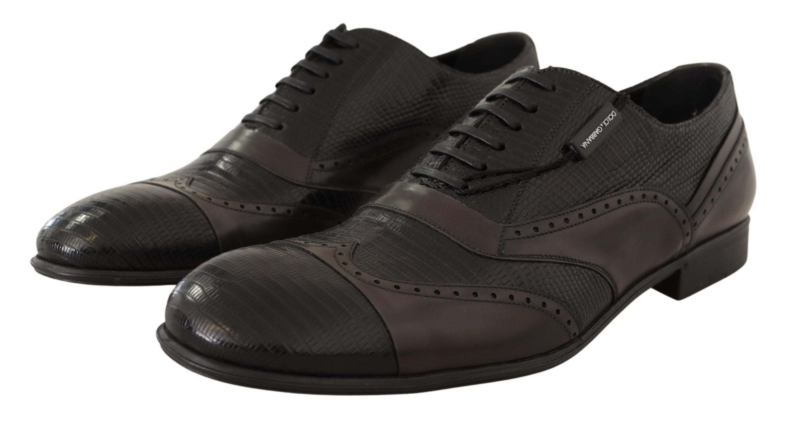 Dolce & Gabbana Dolce & Gabbana Brown Lizard Skin Leather Oxford Dress Men's Shoes