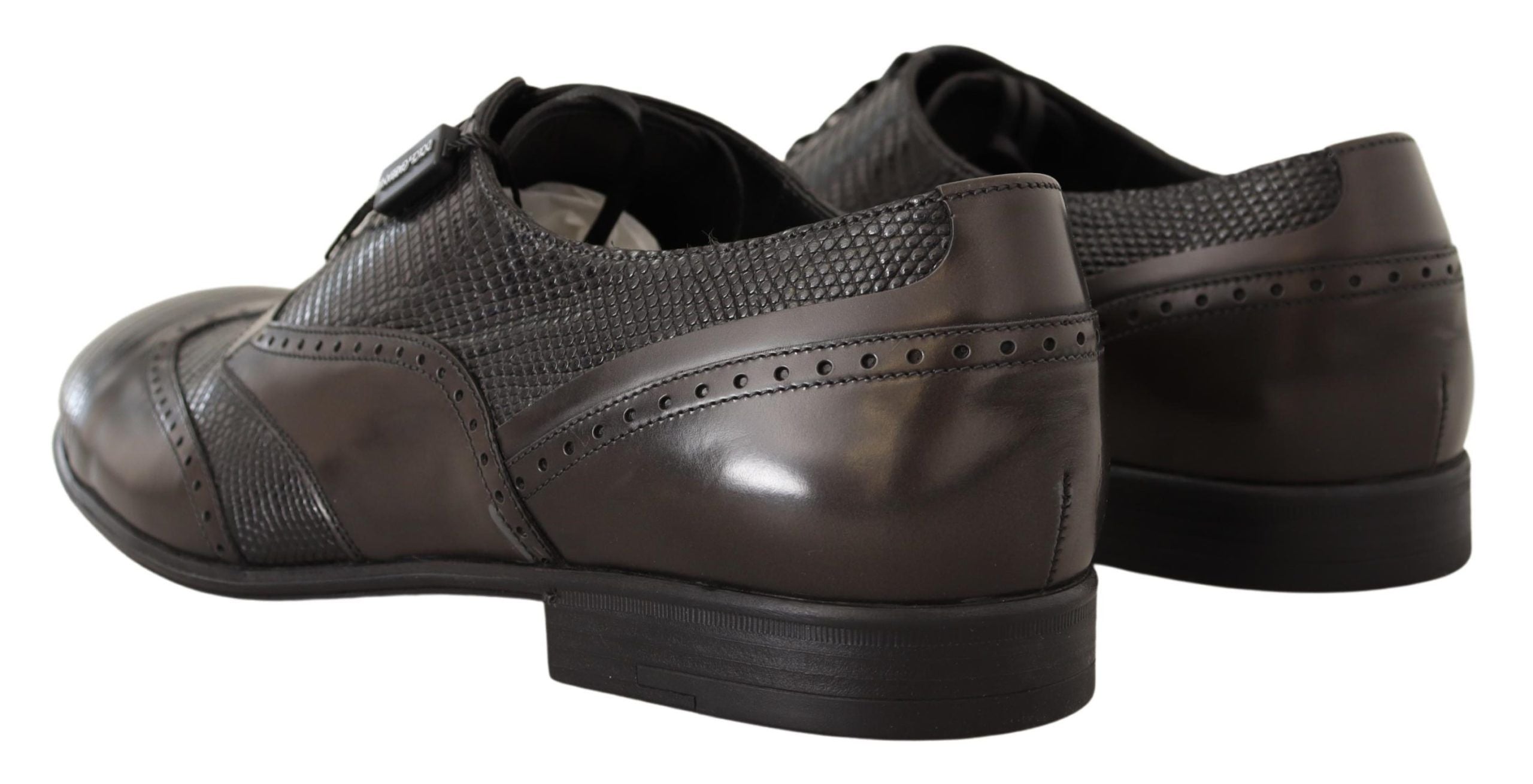 Dolce & Gabbana Dolce & Gabbana Brown Lizard Skin Leather Oxford Dress Men's Shoes