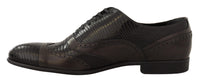 Dolce & Gabbana Dolce & Gabbana Brown Lizard Skin Leather Oxford Dress Men's Shoes