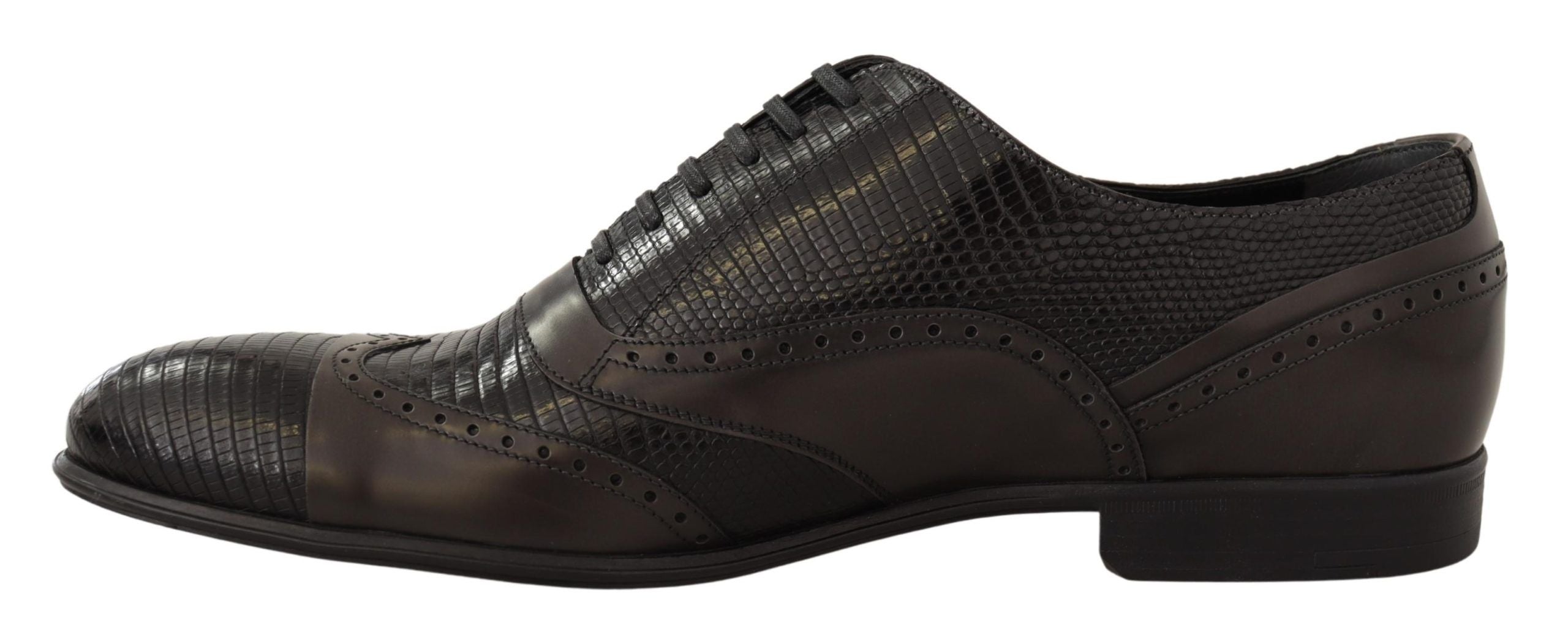 Dolce & Gabbana Dolce & Gabbana Brown Lizard Skin Leather Oxford Dress Men's Shoes