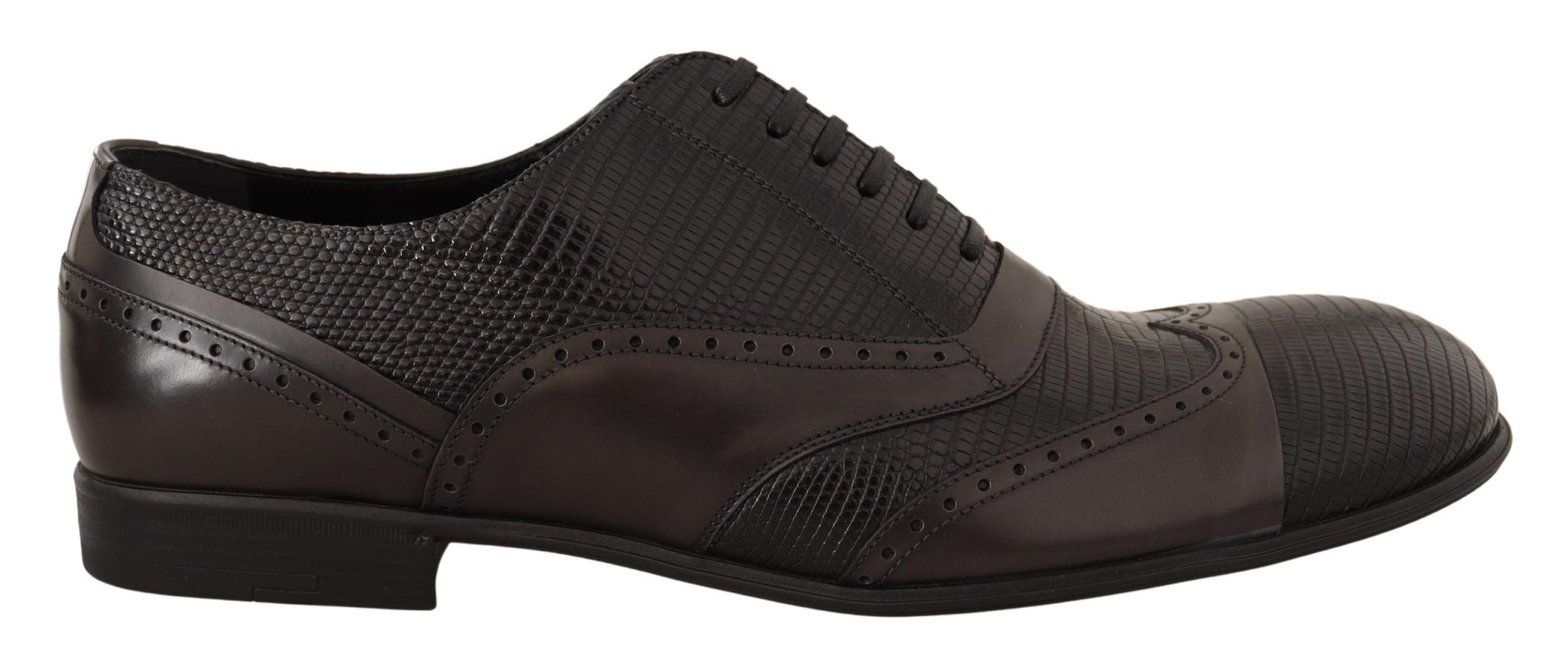 Dolce & Gabbana Dolce & Gabbana Brown Lizard Skin Leather Oxford Dress Men's Shoes