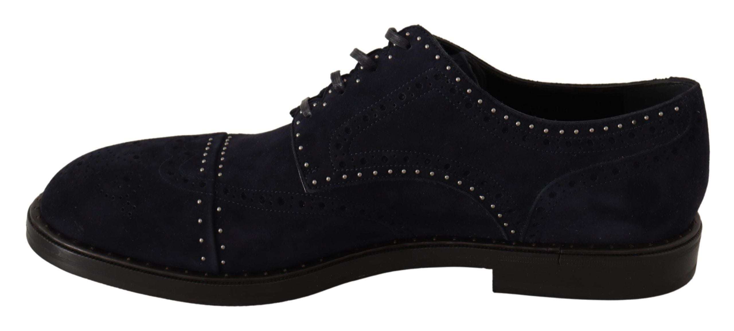 Dolce & Gabbana Dolce & Gabbana Blue Suede Leather Derby Studded Men's Shoes