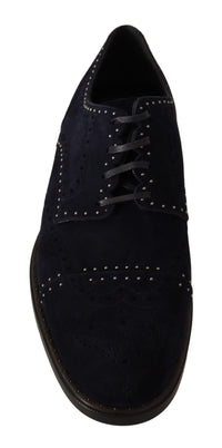 Dolce & Gabbana Dolce & Gabbana Blue Suede Leather Derby Studded Men's Shoes