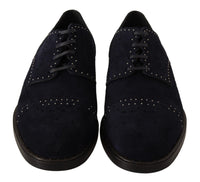 Dolce & Gabbana Dolce & Gabbana Blue Suede Leather Derby Studded Men's Shoes