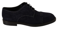 Dolce & Gabbana Dolce & Gabbana Blue Suede Leather Derby Studded Men's Shoes