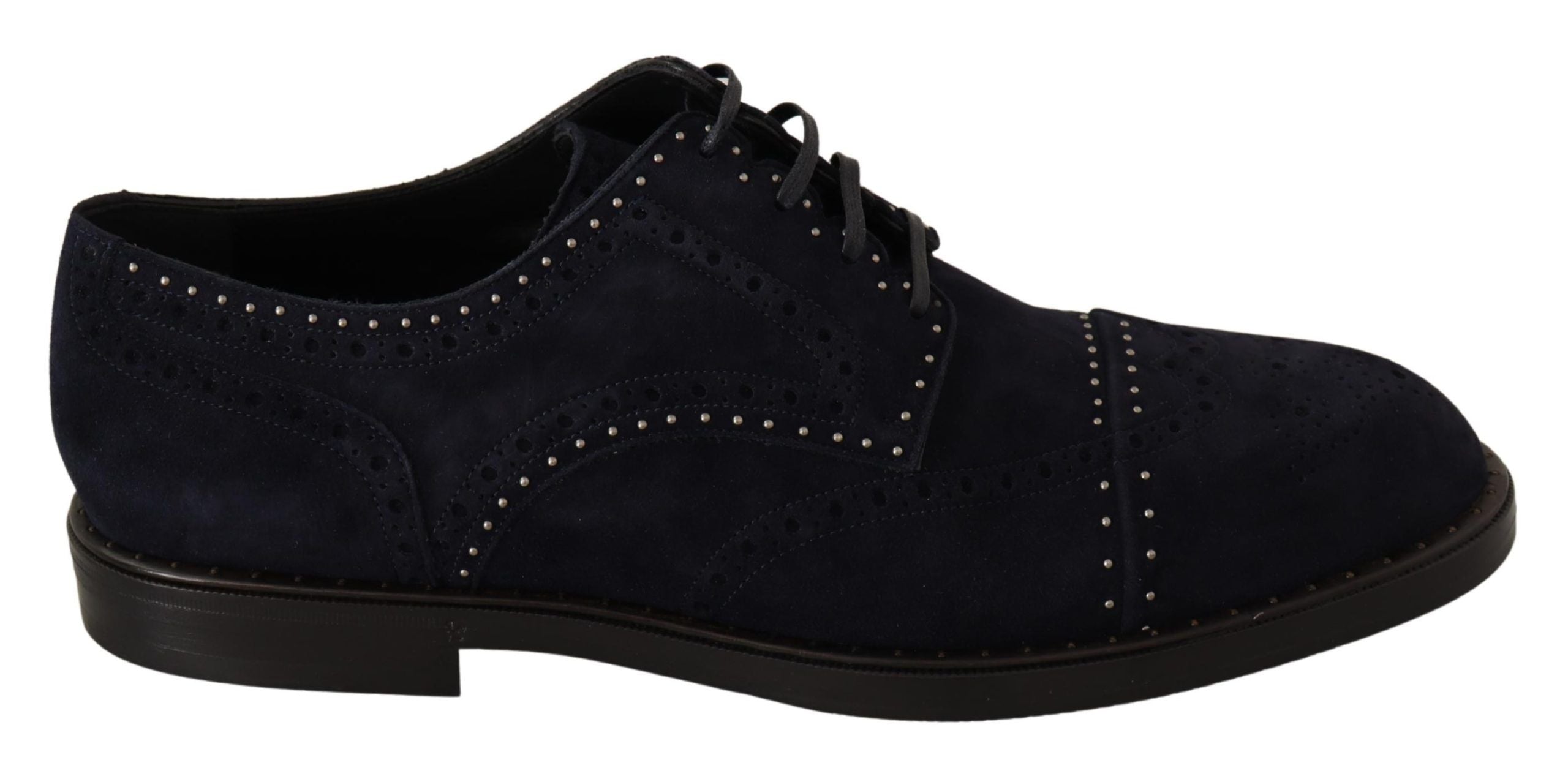 Dolce & Gabbana Dolce & Gabbana Blue Suede Leather Derby Studded Men's Shoes