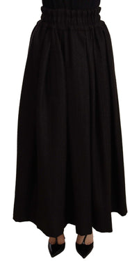 Dolce & Gabbana Black Wool High Waist Maxi PIECE Women's Skirt