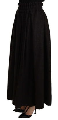 Dolce & Gabbana Black Wool High Waist Maxi PIECE Women's Skirt