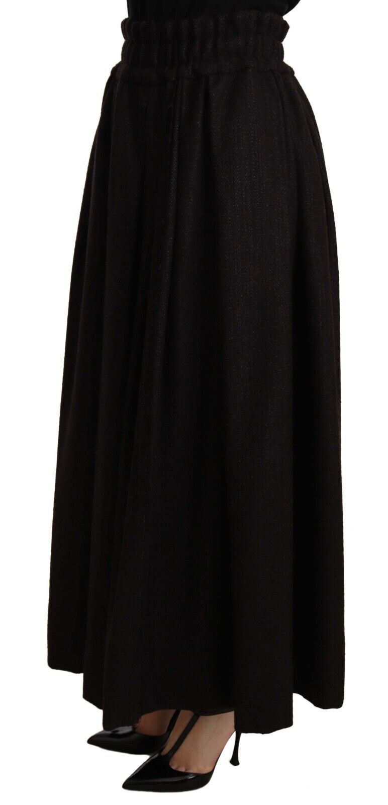 Dolce & Gabbana Black Wool High Waist Maxi PIECE Women's Skirt