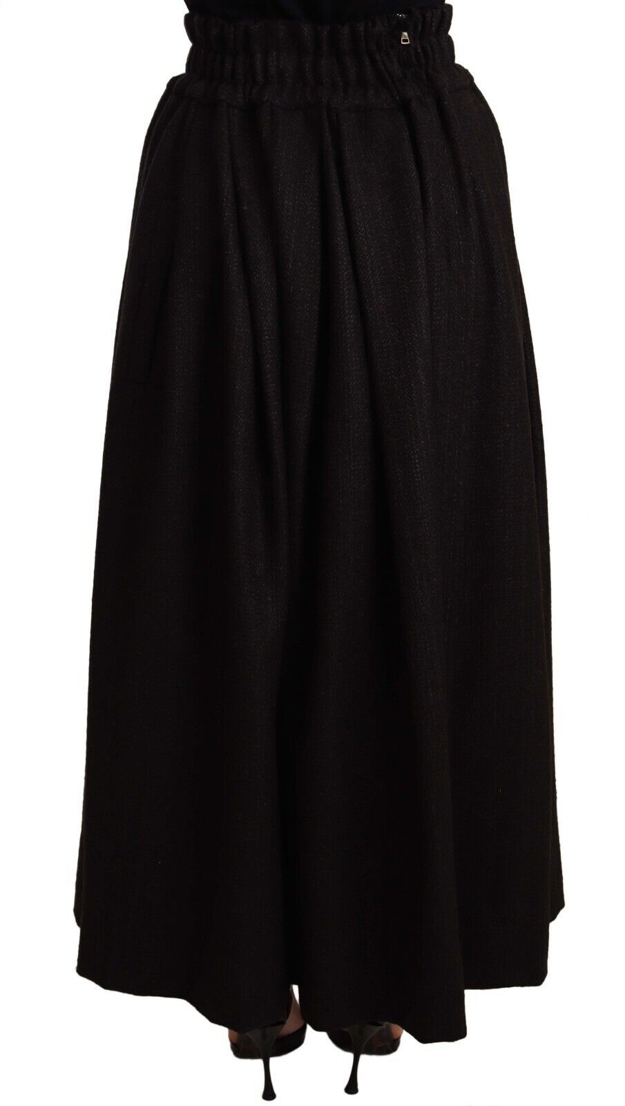 Dolce & Gabbana Black Wool High Waist Maxi PIECE Women's Skirt