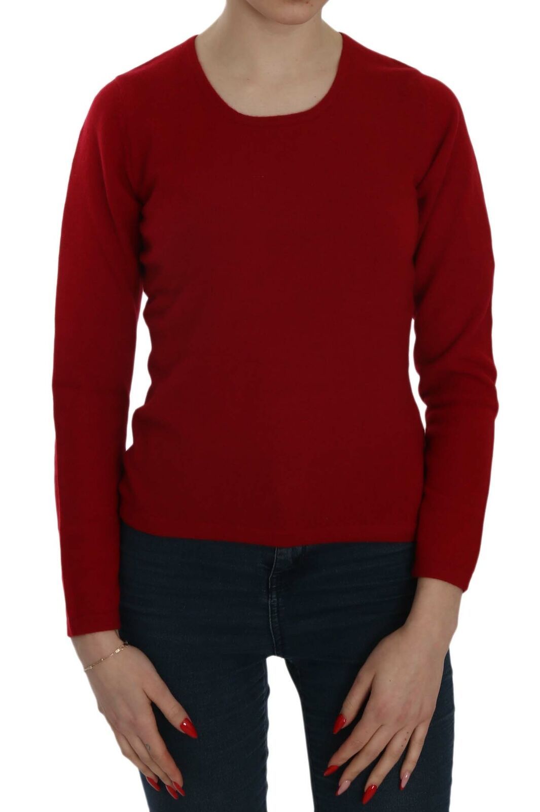 MILA SCHÖN Red Round Neck Pullover Cashmere Women's Sweater