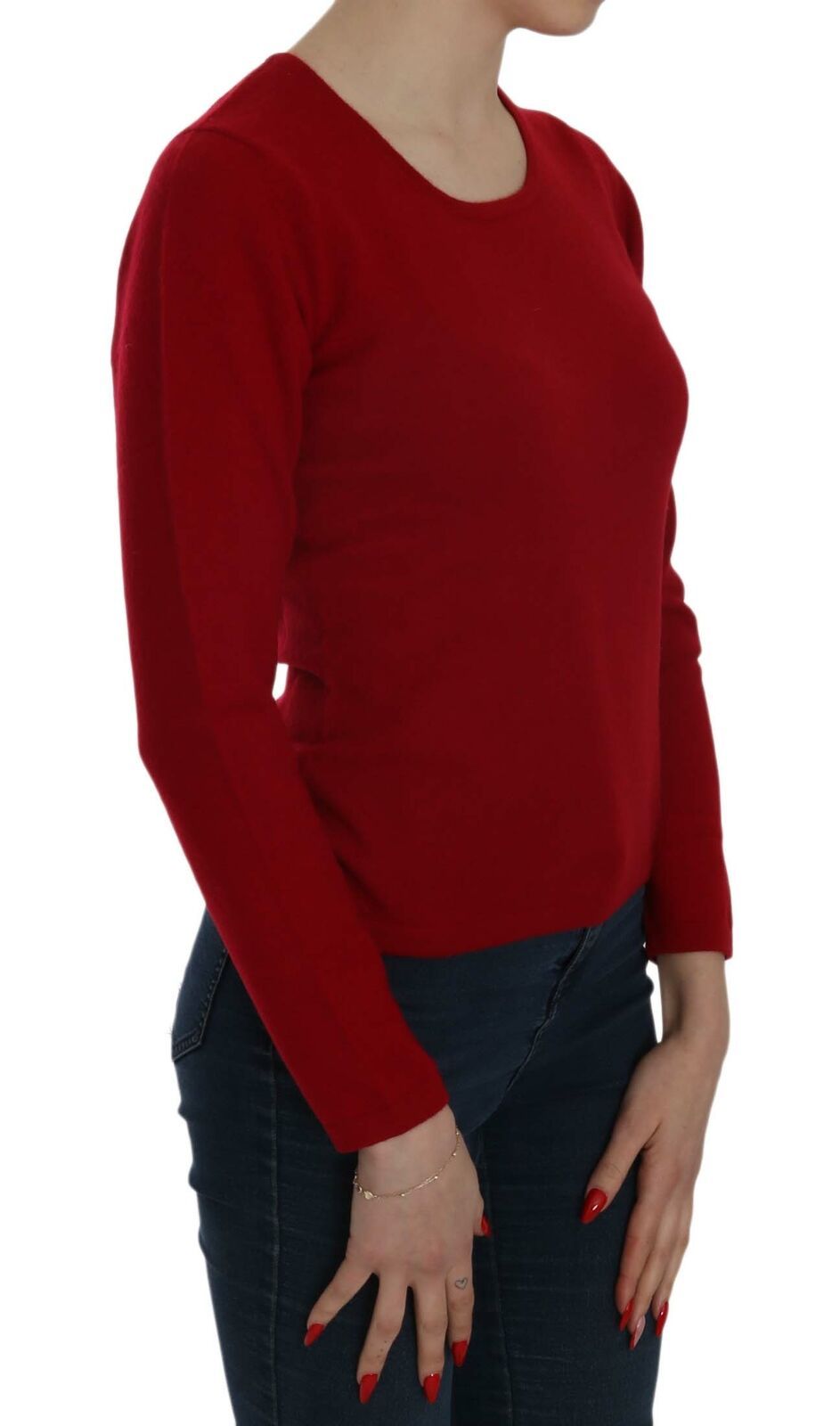 MILA SCHÖN Red Round Neck Pullover Cashmere Women's Sweater