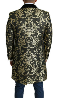 Dolce & Gabbana Black Gold Jacquard Long Coat SICILIA Men's Jacket