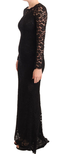 Dolce & Gabbana Black Cotton Lace Mermaid Long Sleeves Women's Dress