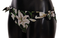 Dolce & Gabbana Bikini Bottom Black Lily Print Swimsuit Women's Swimwear