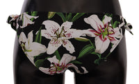 Dolce & Gabbana Bikini Bottom Black Lily Print Swimsuit Women's Swimwear